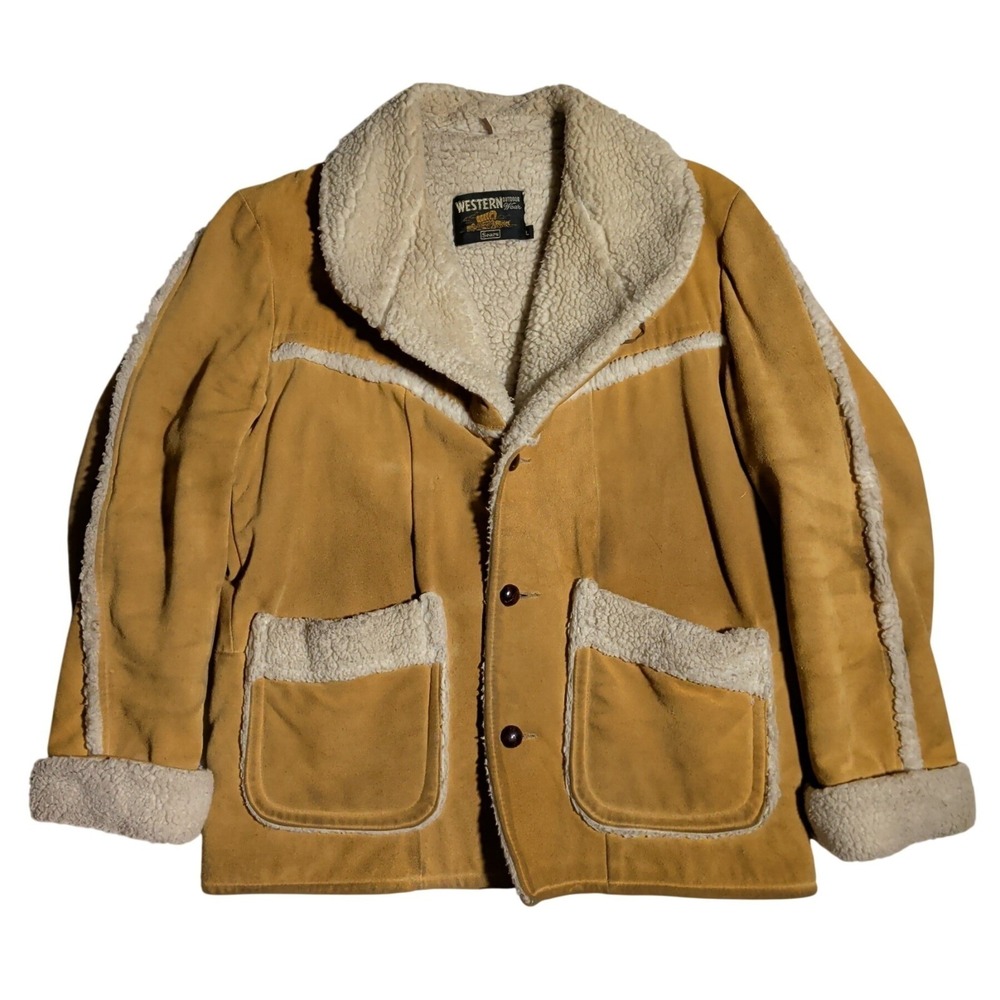 Vintage Western Outdoor Wear Sears And Robuck Suede Leather Jacket Mens Size L
